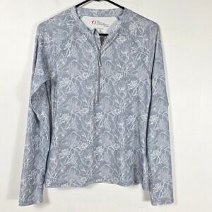 American Outdoorsman Womens Long Sleeve Quarter Zip Floral Athletic Top  M